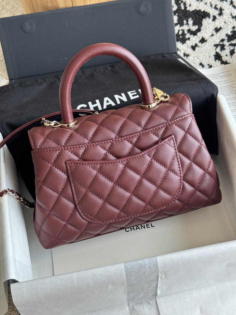 Chanel Small Flap Bag with Top Handle Burgundy A92990