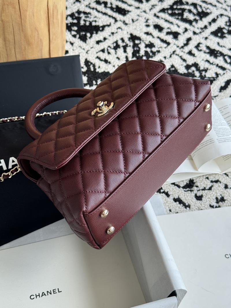 Chanel Small Flap Bag with Top Handle Burgundy A92990