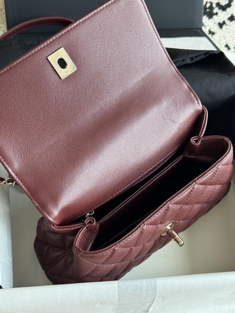 Chanel Small Flap Bag with Top Handle Burgundy A92990