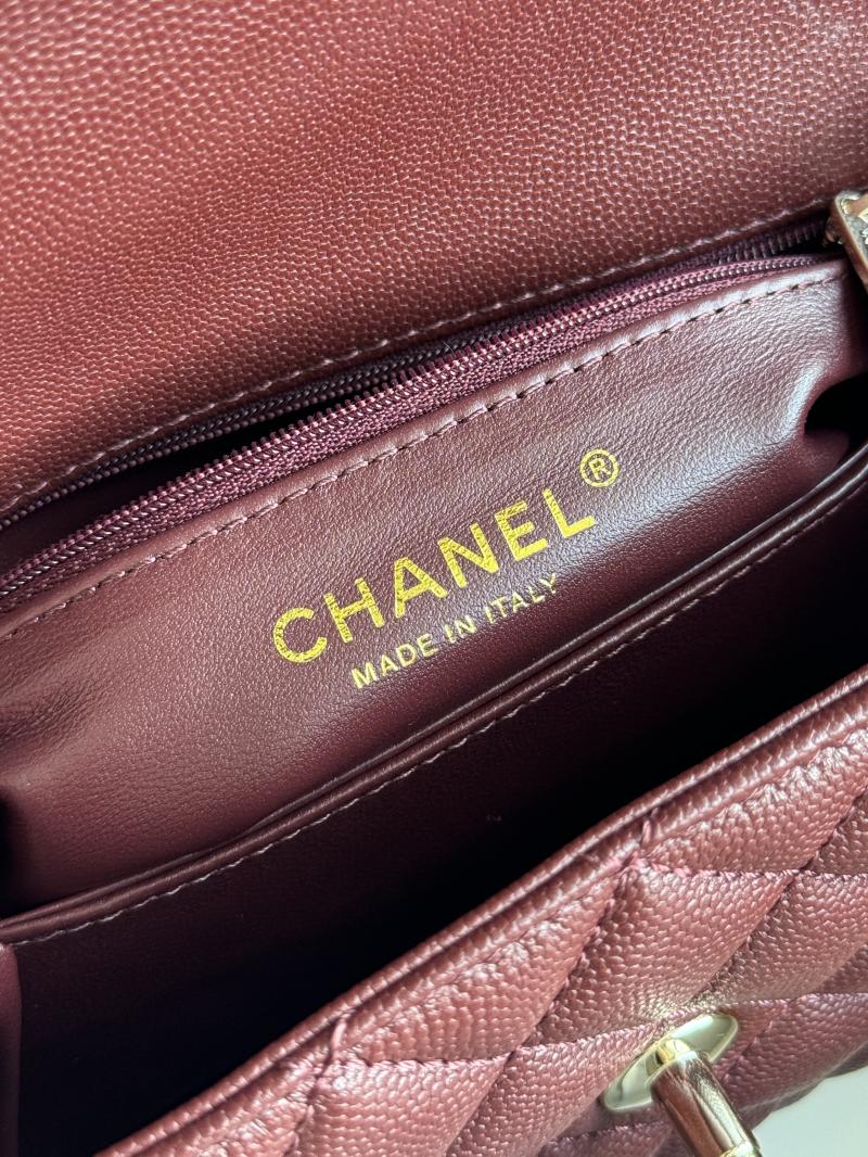 Chanel Small Flap Bag with Top Handle Burgundy A92990
