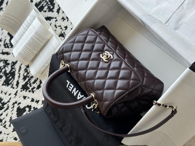 Chanel Small Flap Bag with Top Handle Dark Brown A92990