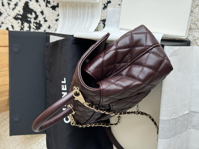Chanel Small Flap Bag with Top Handle Dark Brown A92990