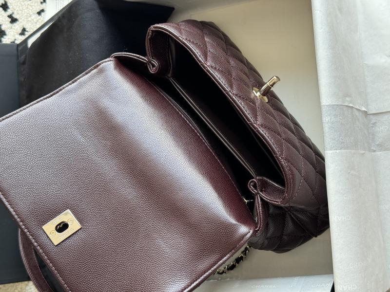 Chanel Small Flap Bag with Top Handle Dark Brown A92990