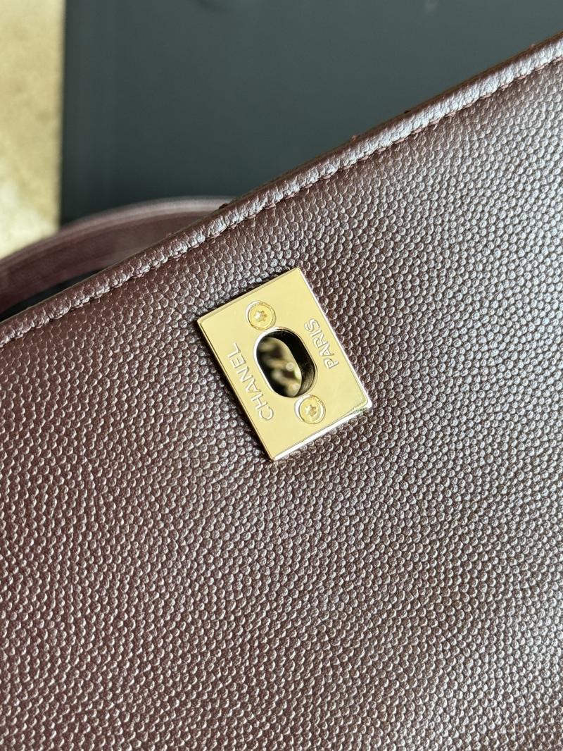 Chanel Small Flap Bag with Top Handle Dark Brown A92990