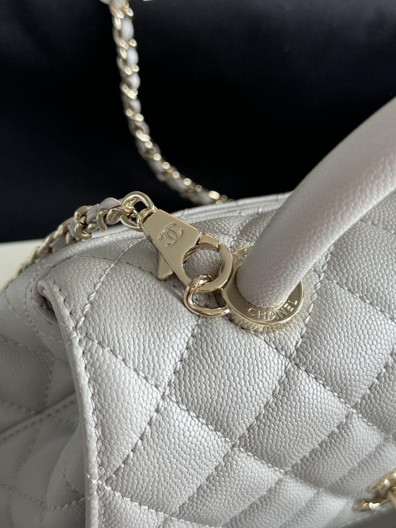 Chanel Small Flap Bag with Top Handle Light Grey A92990