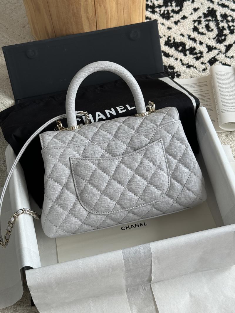 Chanel Small Flap Bag with Top Handle Light Grey A92990
