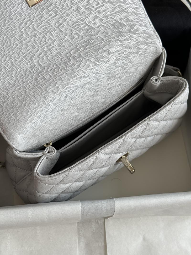 Chanel Small Flap Bag with Top Handle Light Grey A92990