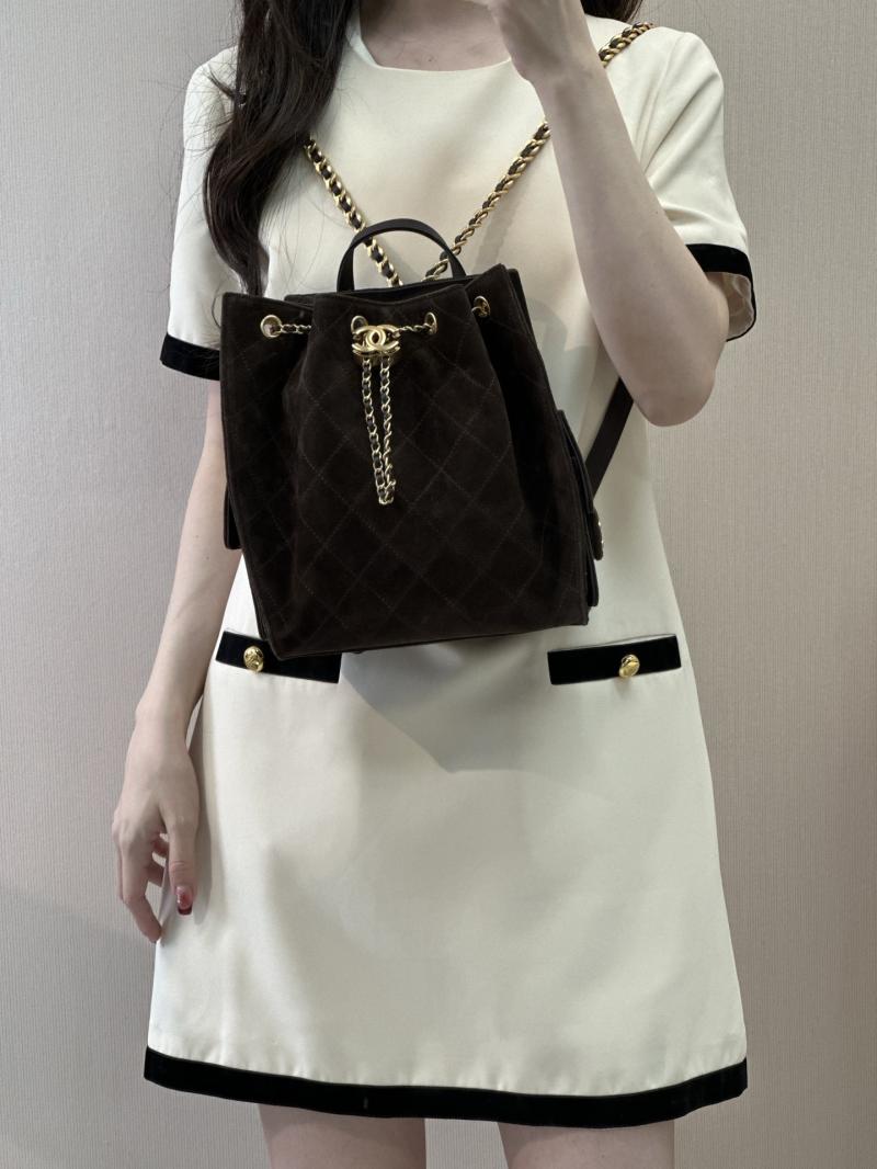 Chanel Suede 25 Medium Backpack Coffee AS5600