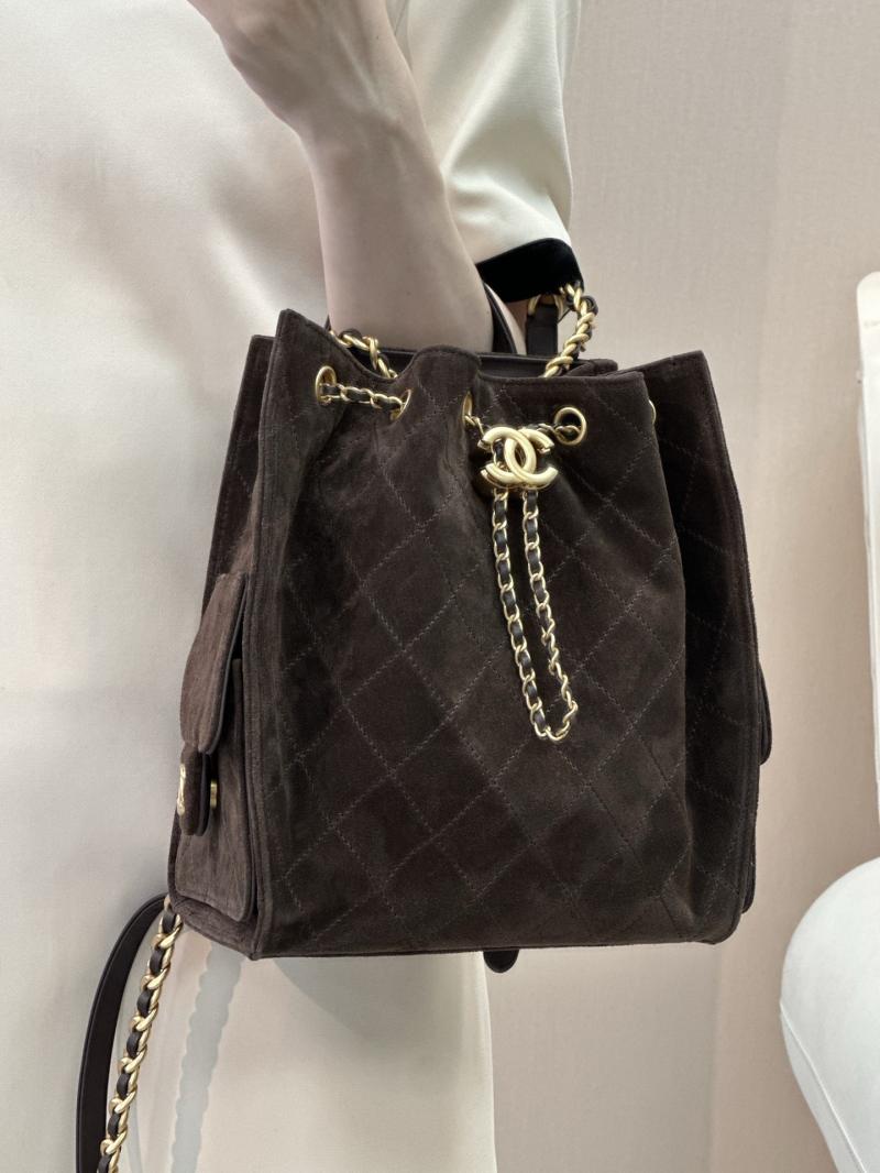 Chanel Suede 25 Medium Backpack Coffee AS5600