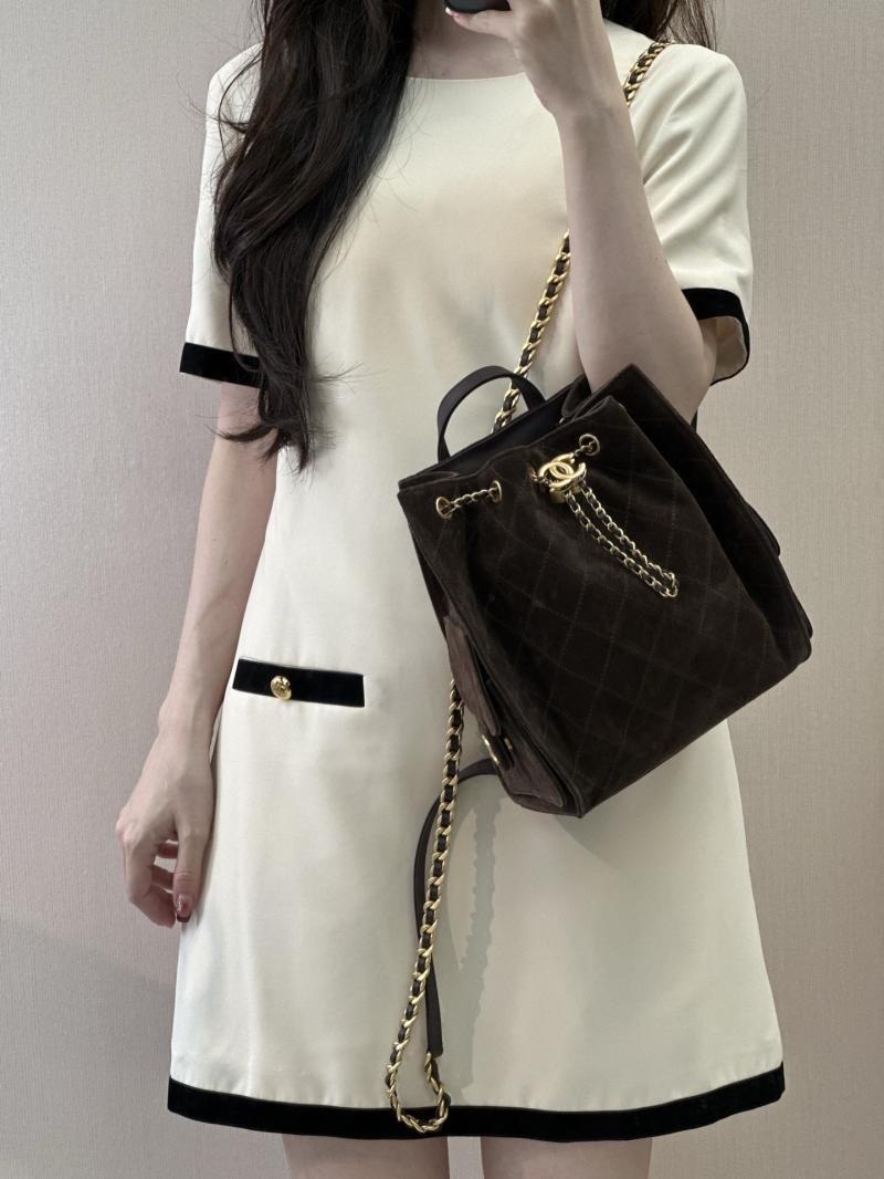 Chanel Suede 25 Medium Backpack Coffee AS5600