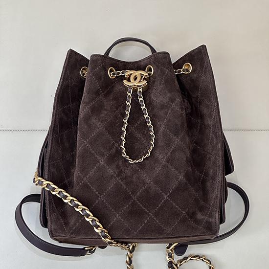 Chanel Suede 25 Medium Backpack Coffee AS5600