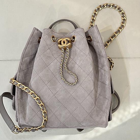 Chanel Suede 25 Medium Backpack Grey AS5600
