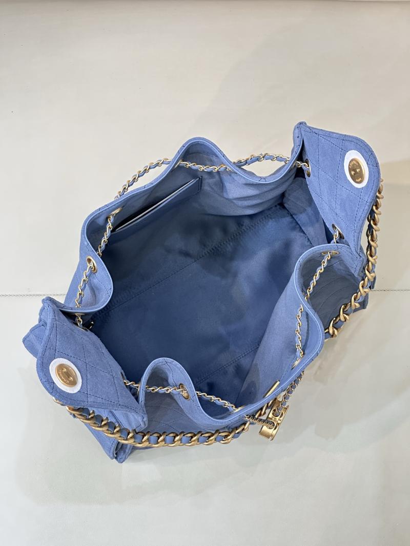 Chanel Suede 25 Medium Handbag Blue AS5311