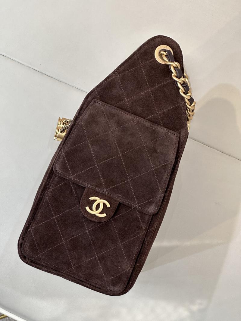 Chanel Suede 25 Small Handbag Coffee AS5293