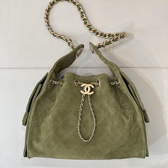 Chanel Suede 25 Small Handbag Green AS5293