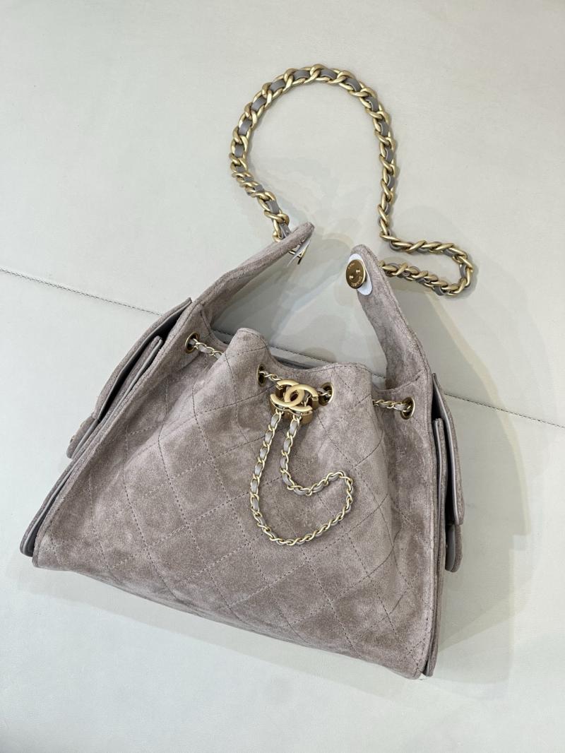 Chanel Suede 25 Small Handbag Grey AS5293