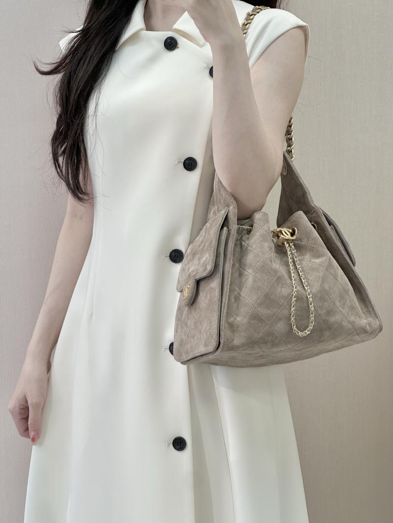Chanel Suede 25 Small Handbag Grey AS5293