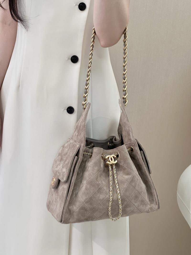Chanel Suede 25 Small Handbag Grey AS5293