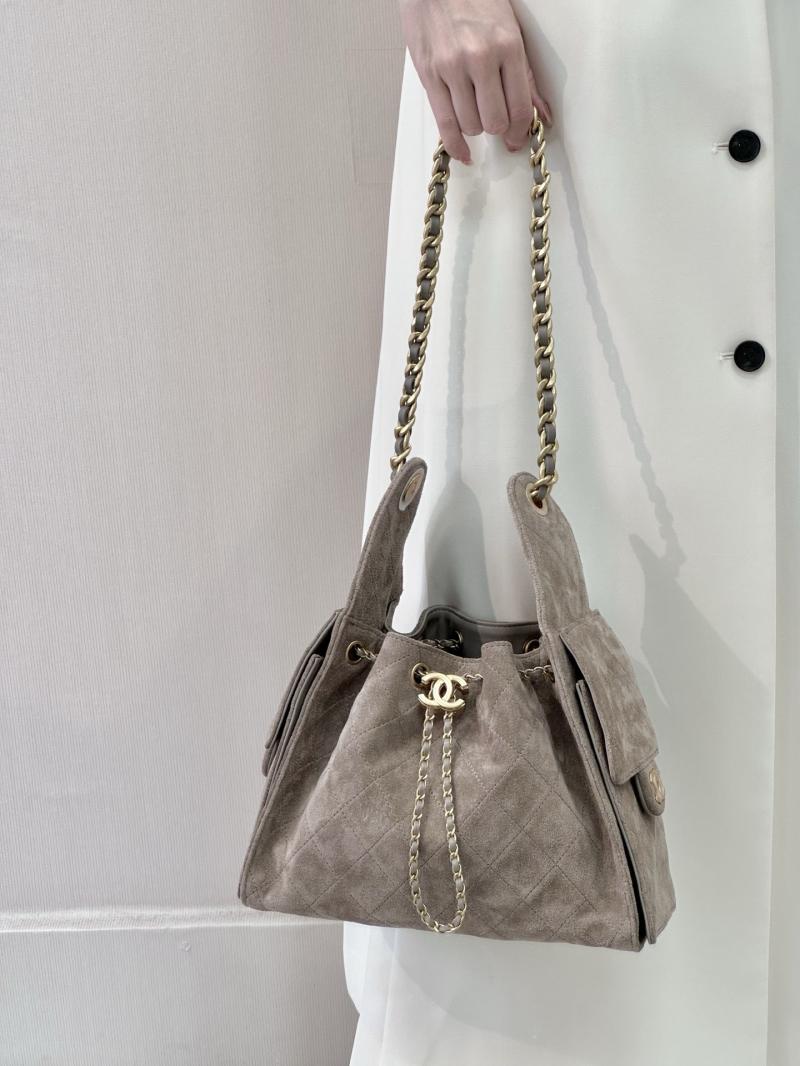Chanel Suede 25 Small Handbag Grey AS5293