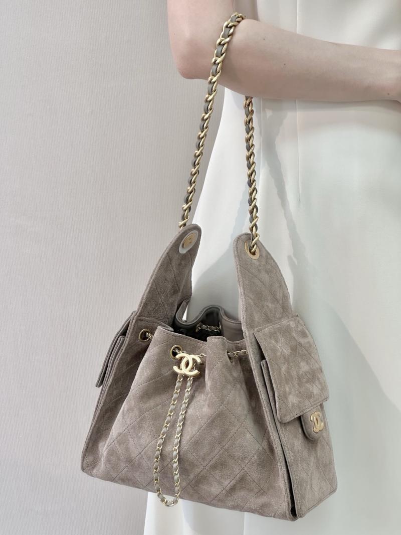 Chanel Suede 25 Small Handbag Grey AS5293