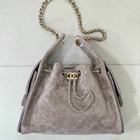 Chanel Suede 25 Small Handbag Grey AS5293