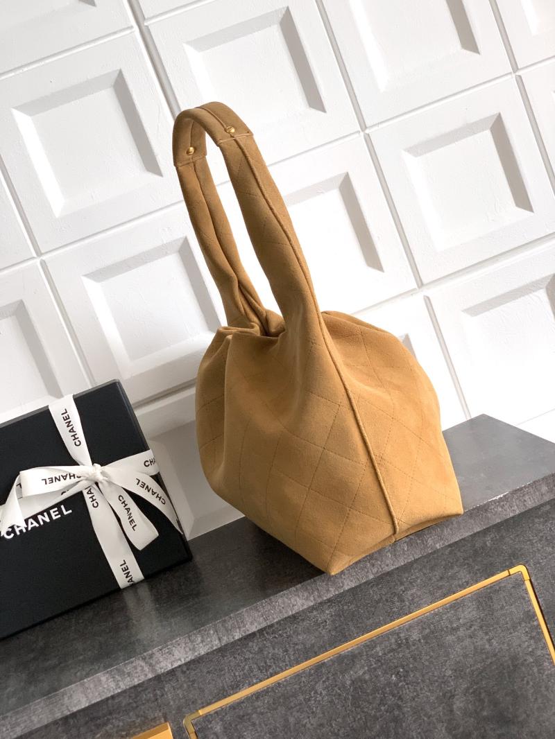 Chanel Suede Large Hobo Bag Brown AS5967