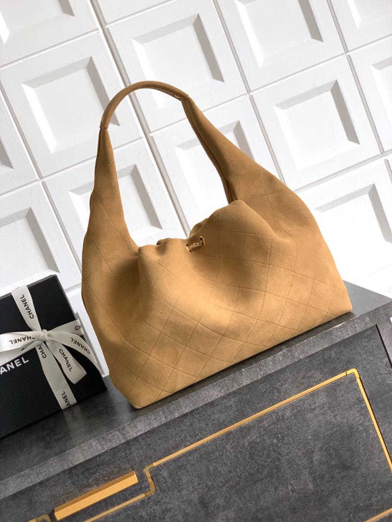 Chanel Suede Large Hobo Bag Brown AS5967