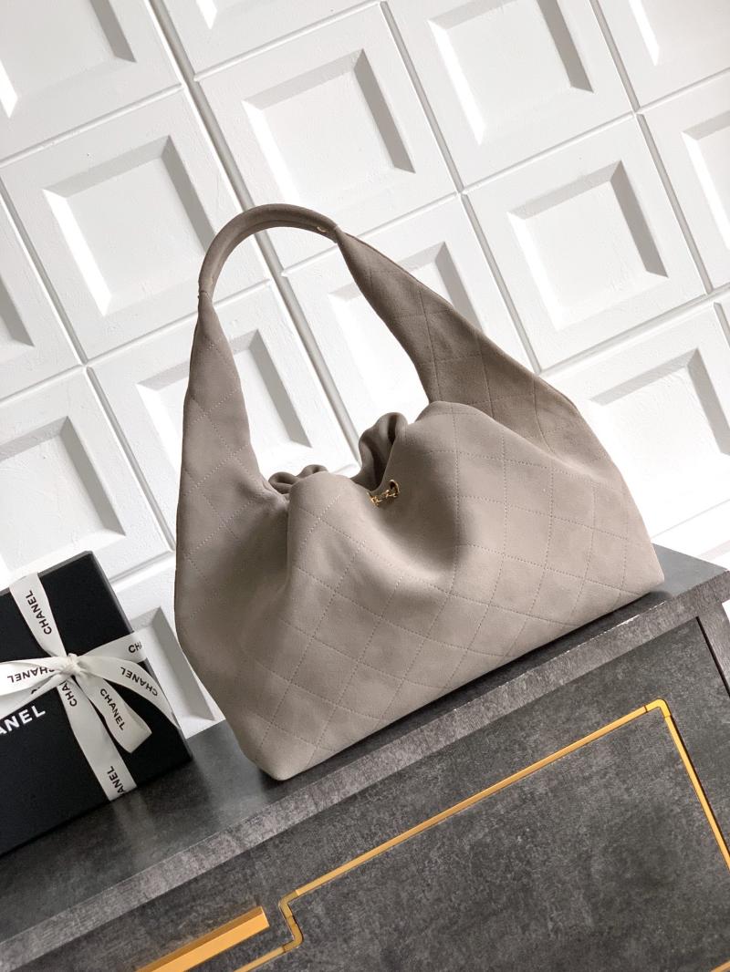 Chanel Suede Large Hobo Bag Grey AS5967