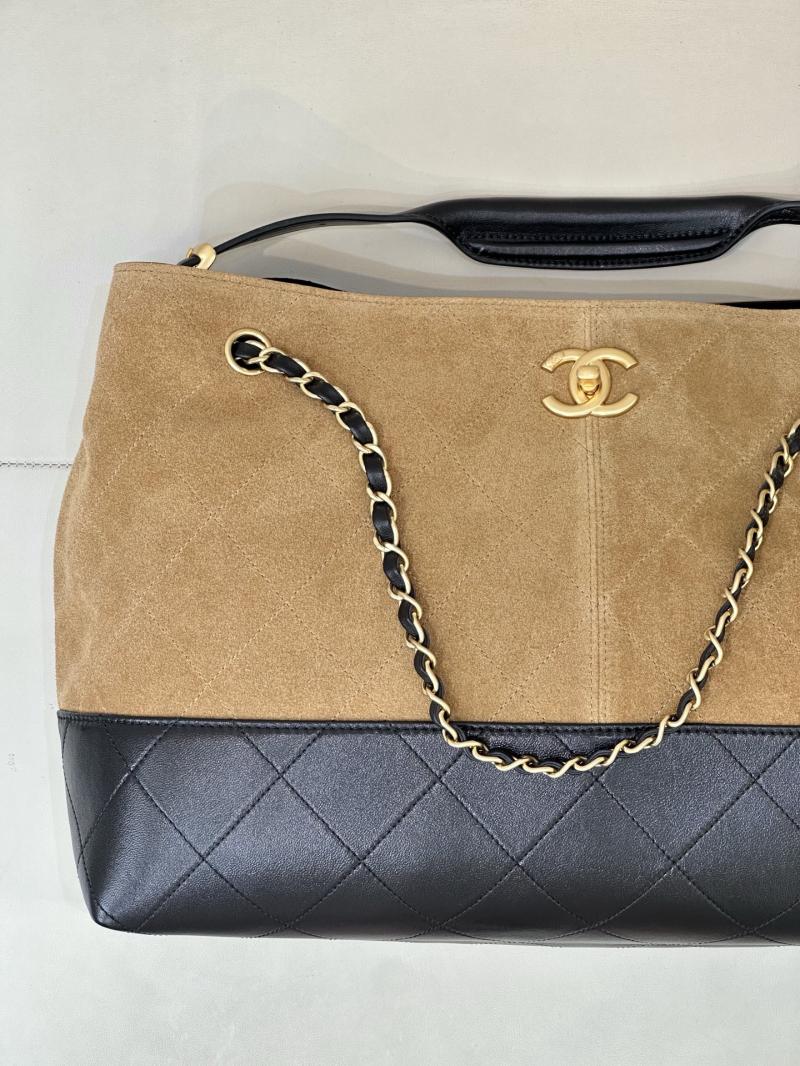 Chanel Suede Shopping Bag Camel AS5657