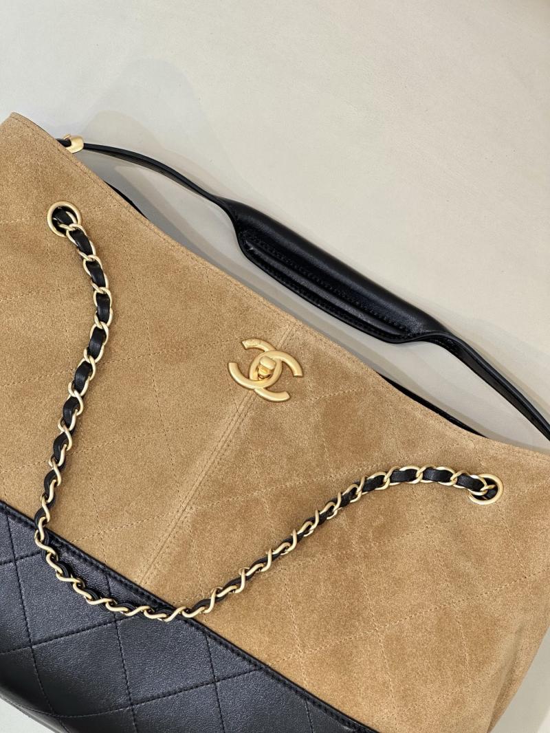 Chanel Suede Shopping Bag Camel AS5657