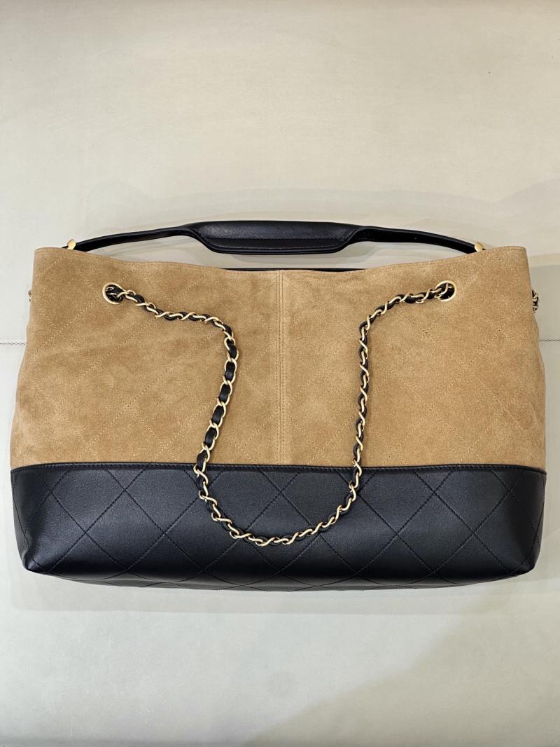 Chanel Suede Shopping Bag Camel AS5657