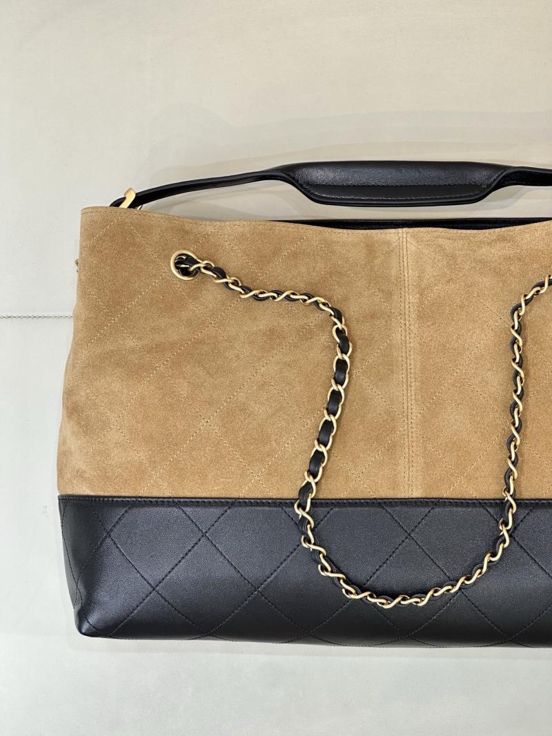 Chanel Suede Shopping Bag Camel AS5657