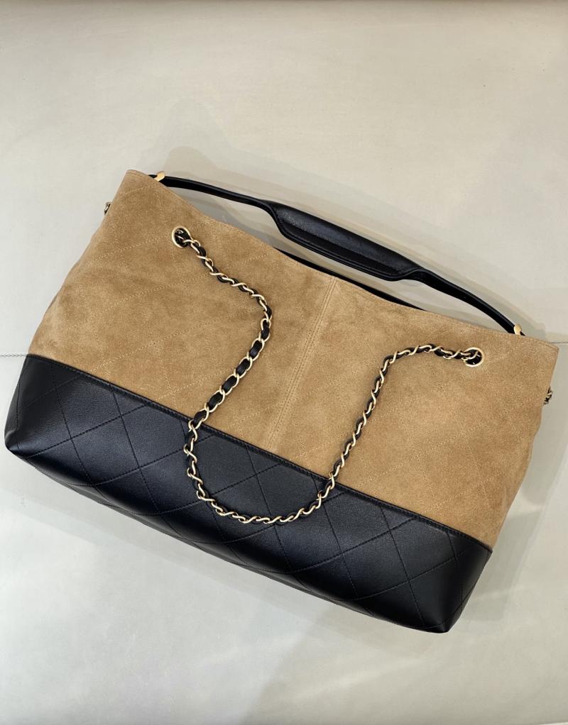 Chanel Suede Shopping Bag Camel AS5657