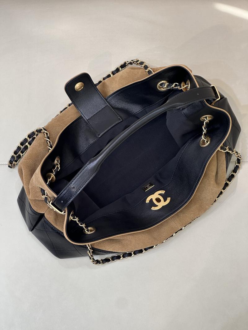 Chanel Suede Shopping Bag Camel AS5657