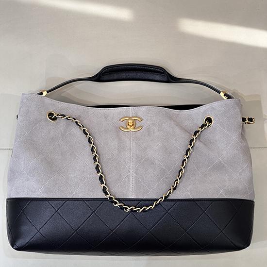 Chanel Suede Shopping Bag Grey AS5657