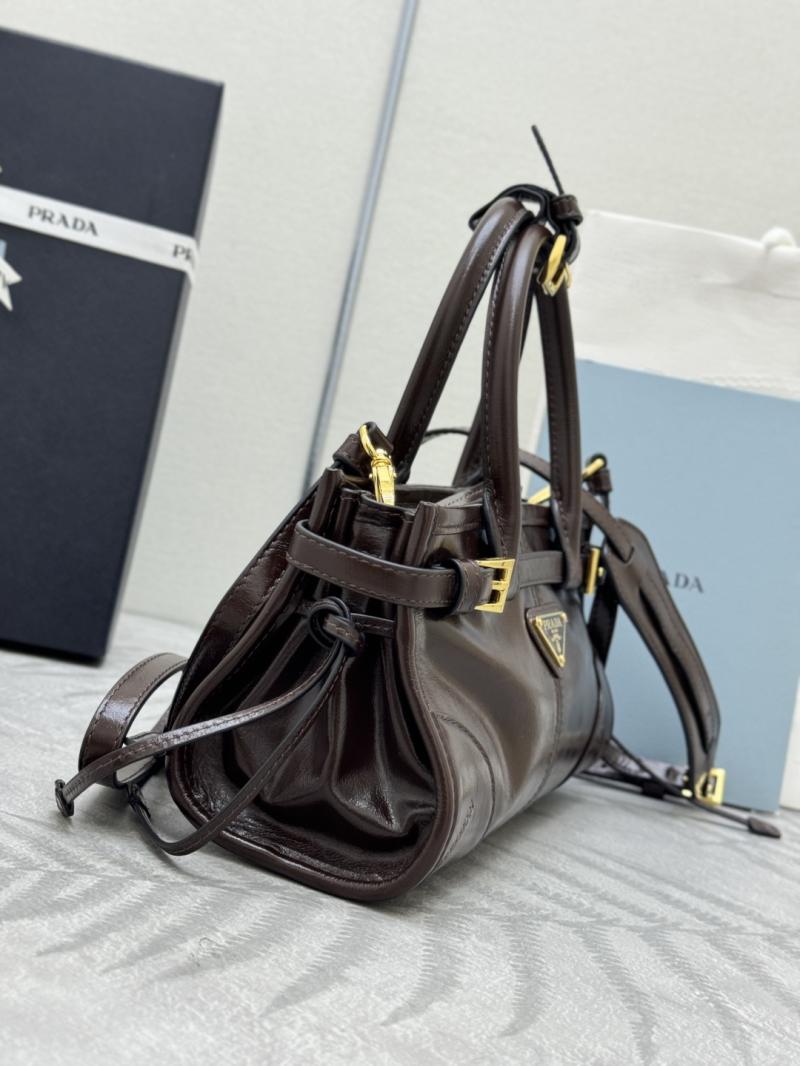Prada Bonnie leather mini handbag Dark Brown 1BA486