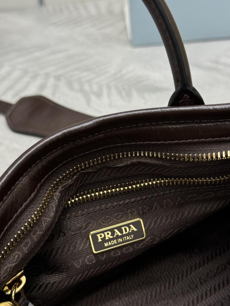 Prada Bonnie leather mini handbag Dark Brown 1BA486