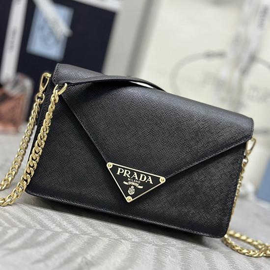 Prada Saffiano leather shoulder bag Black 1BD318