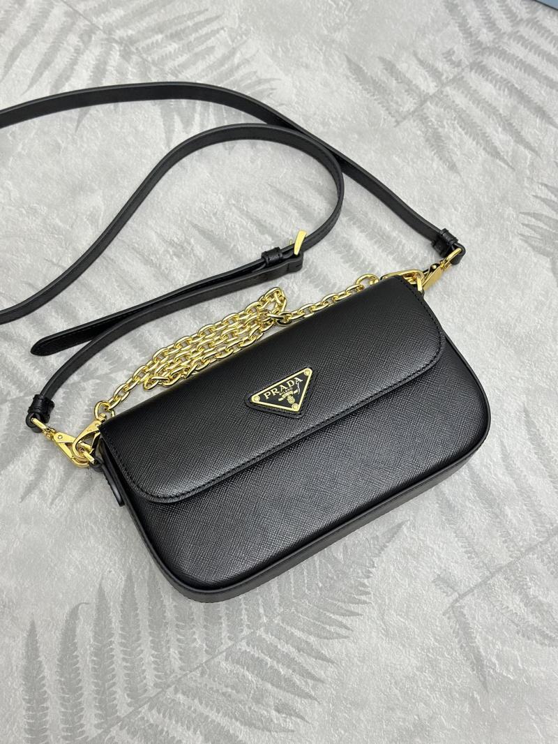 Prada Small Saffiano Leather Shoulder Bag Black 1BD356