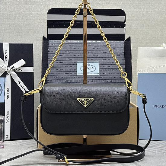 Prada Small Saffiano Leather Shoulder Bag Black 1BD356