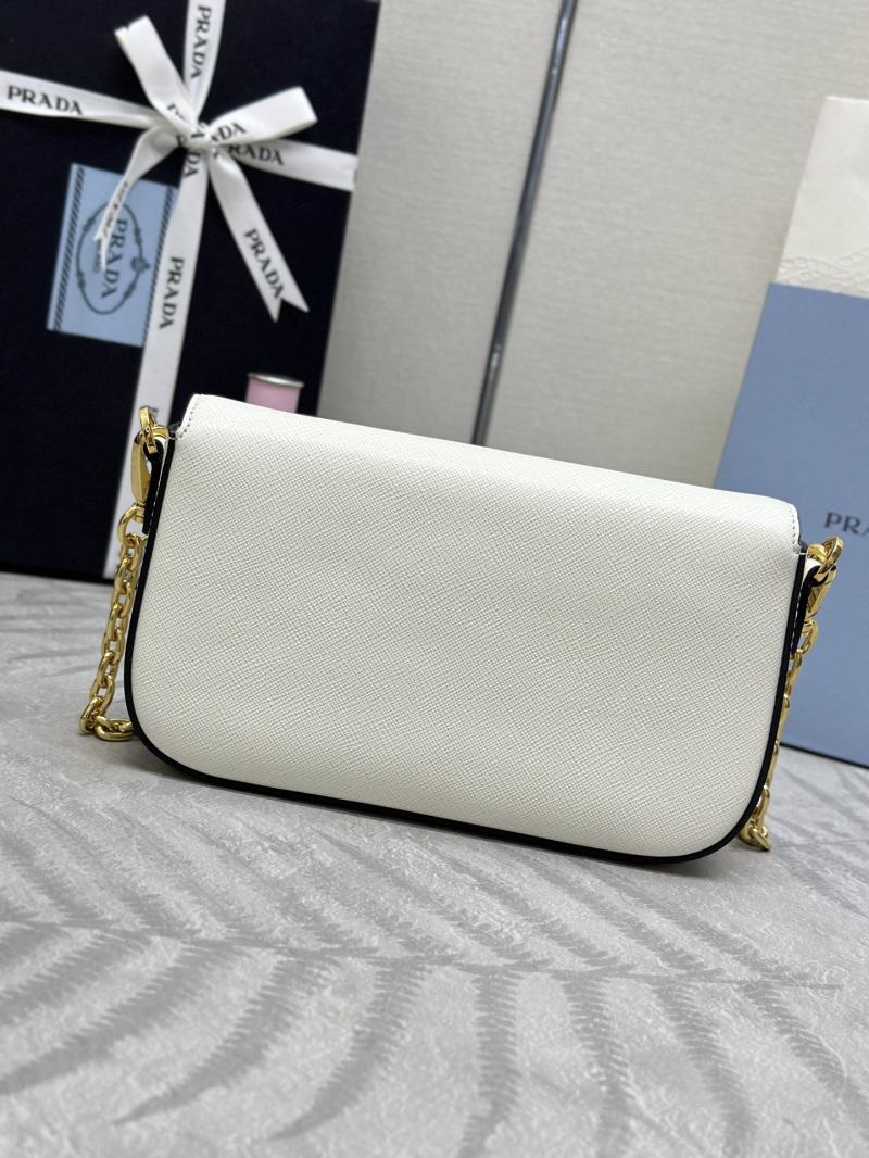 Prada Small Saffiano Leather Shoulder Bag White 1BD356