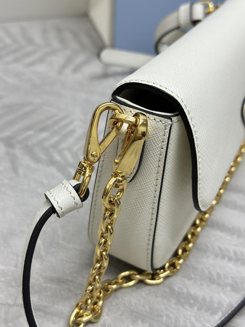 Prada Small Saffiano Leather Shoulder Bag White 1BD356