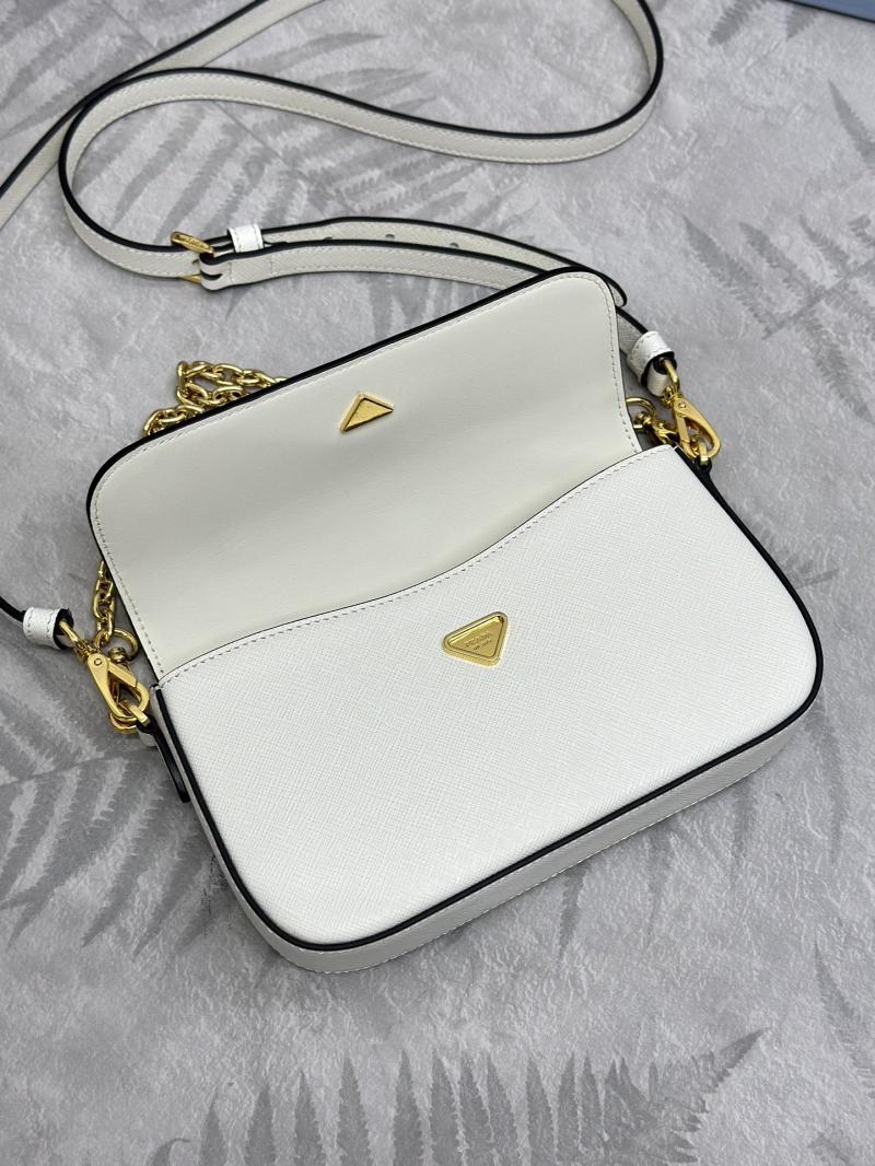 Prada Small Saffiano Leather Shoulder Bag White 1BD356