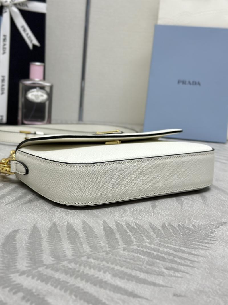 Prada Small Saffiano Leather Shoulder Bag White 1BD356