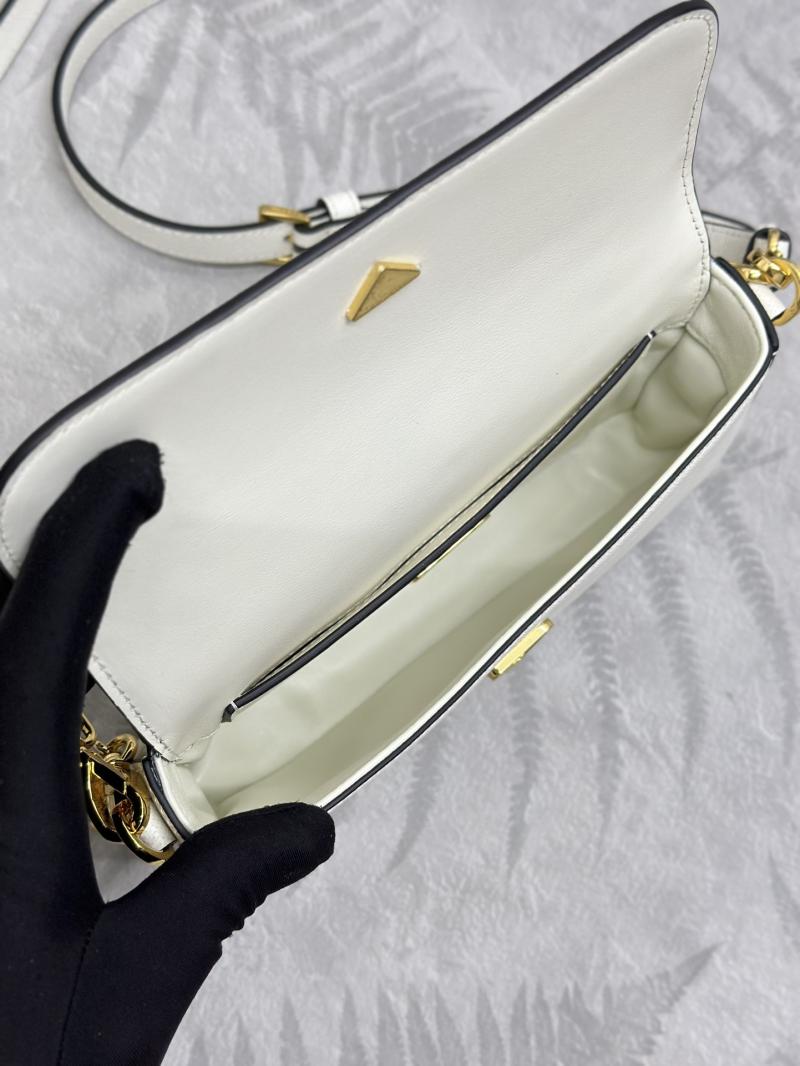 Prada Small Saffiano Leather Shoulder Bag White 1BD356