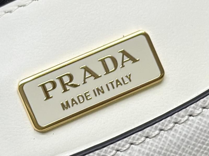 Prada Small Saffiano Leather Shoulder Bag White 1BD356