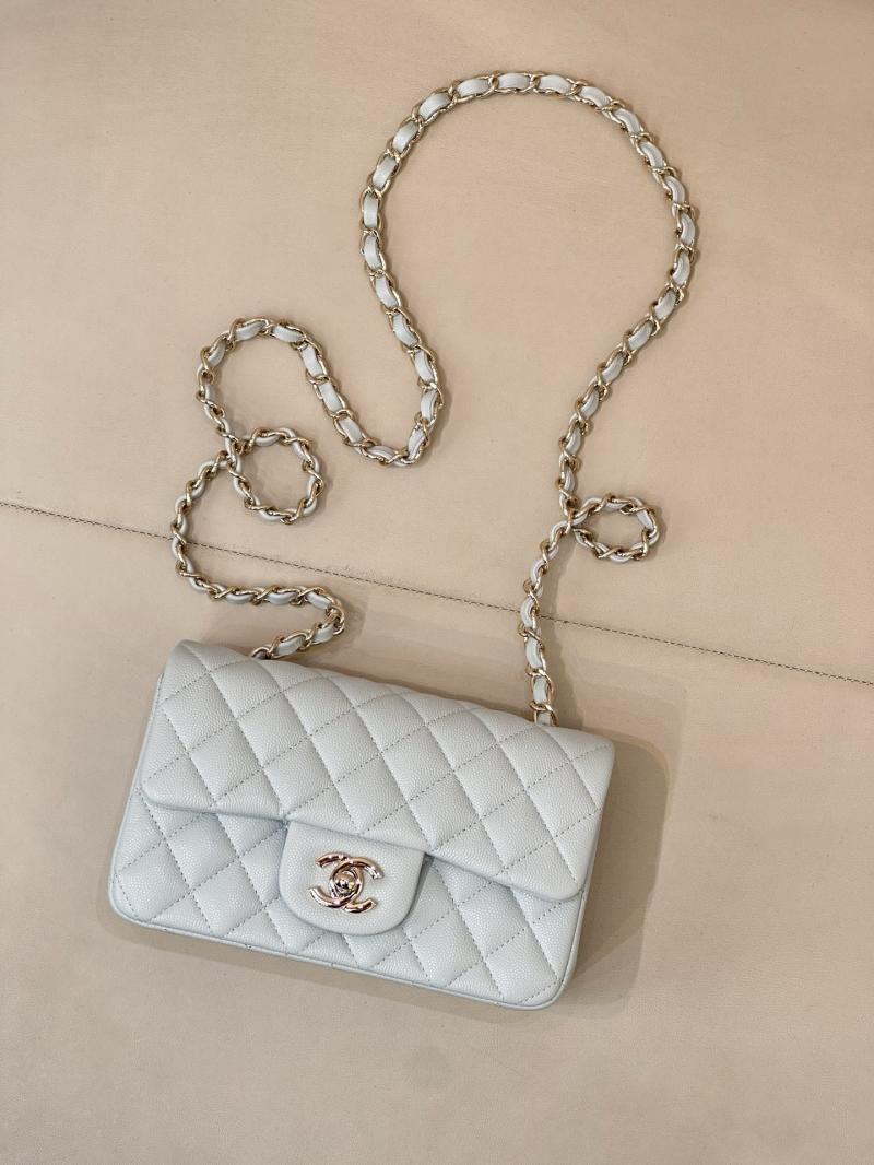 Small Chanel Grained Calfskin Flap Bag Blue Gold A01116