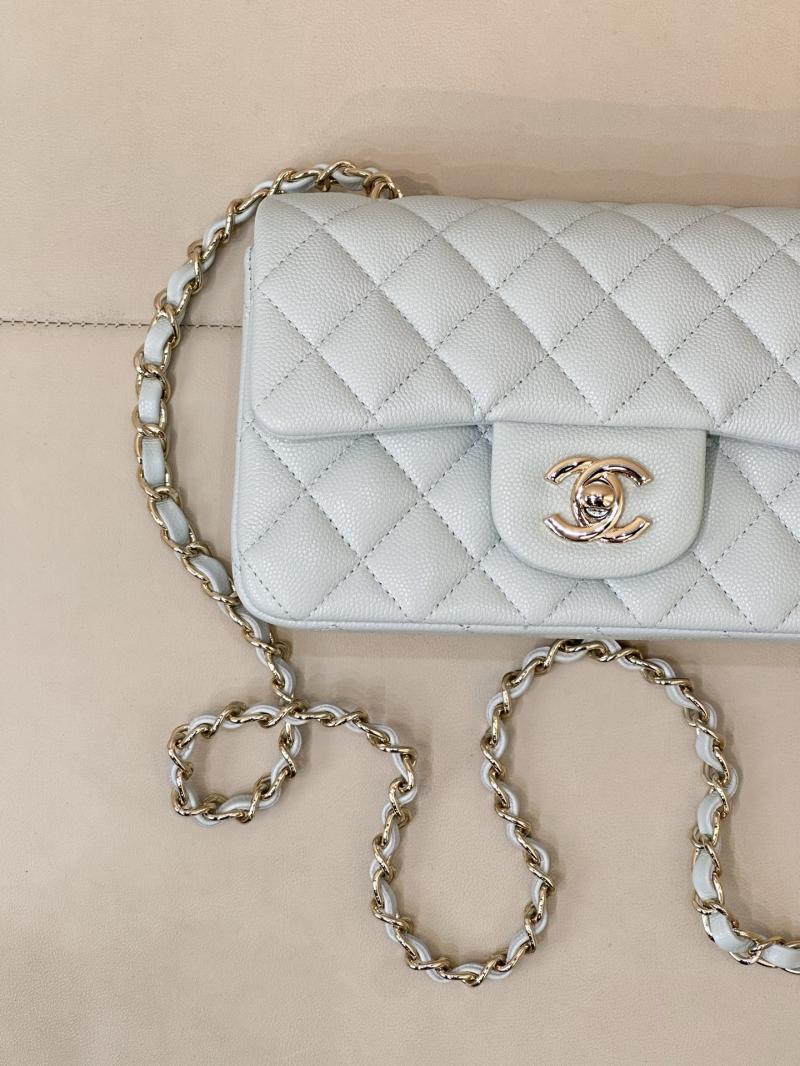 Small Chanel Grained Calfskin Flap Bag Blue Gold A01116