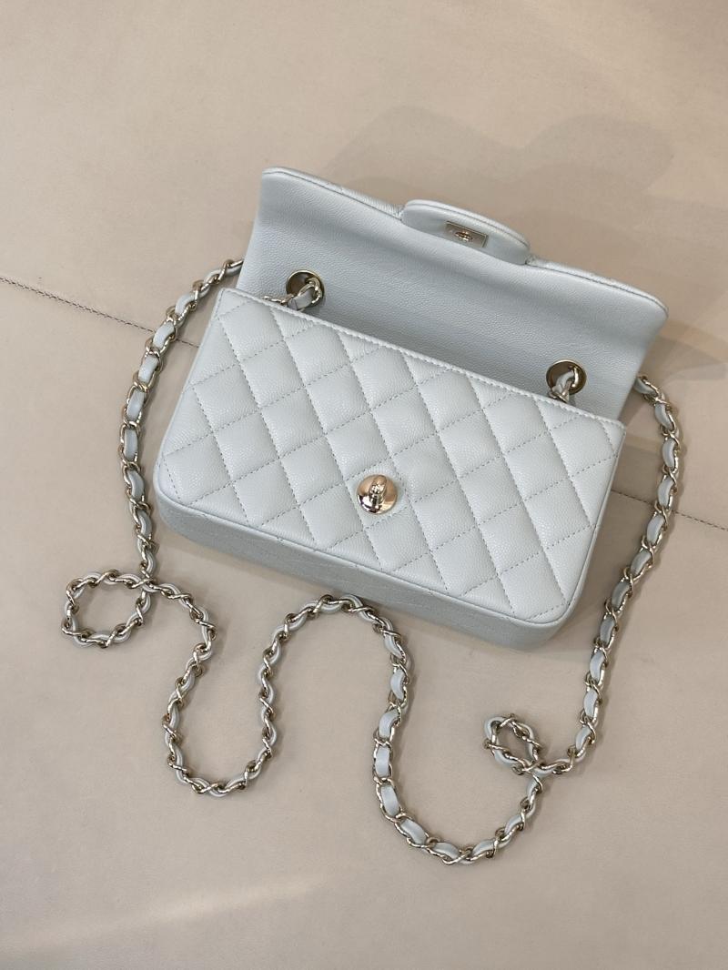 Small Chanel Grained Calfskin Flap Bag Blue Gold A01116