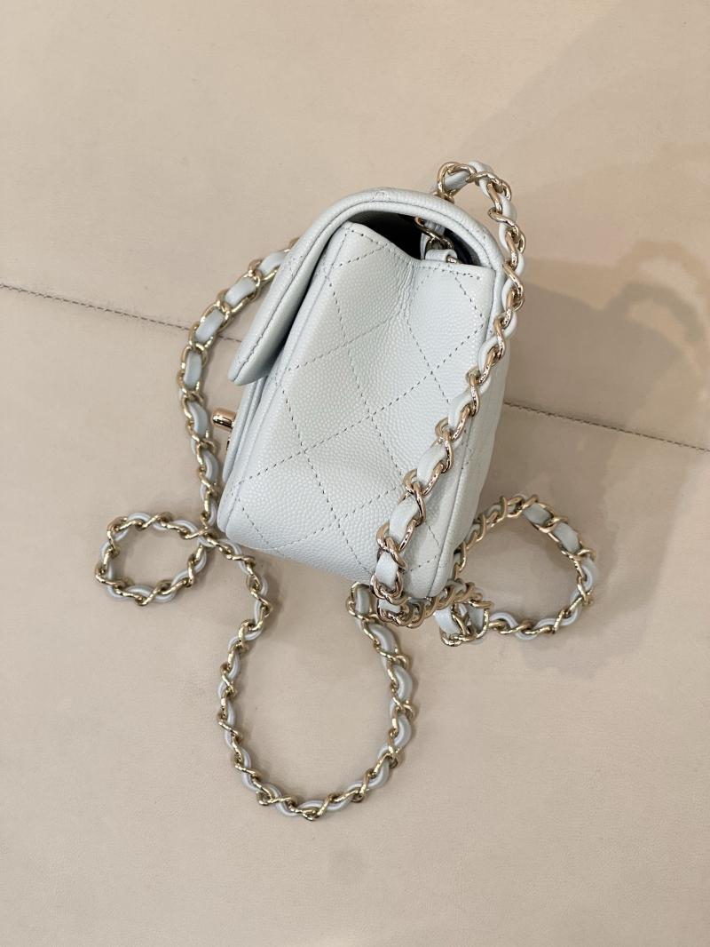 Small Chanel Grained Calfskin Flap Bag Blue Gold A01116